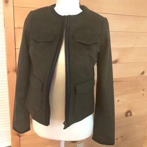 The Limited Olive Green Wool Blend Leather blazer